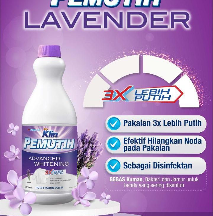 Tampil Putih Bersih dan Bebas Kuman dengan SoKlin Pemutih Lavender