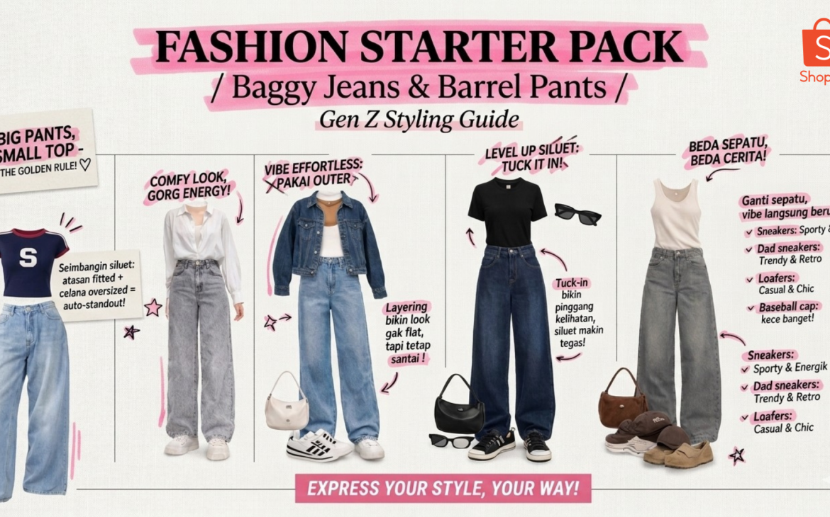 Fashion Starter Pack: Upgrade Look dengan Baggy Jeans dan Barrel Pants ala Gen Z di Shopee